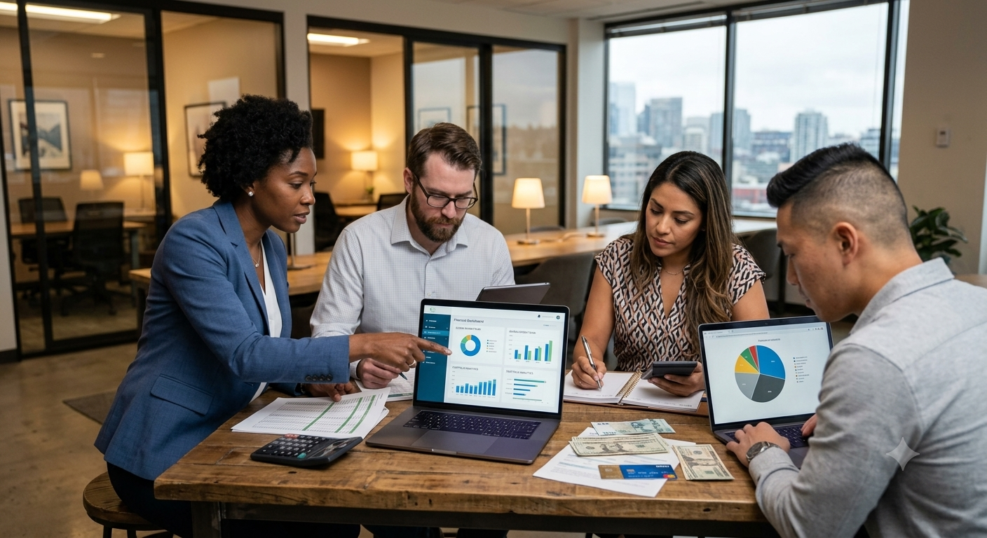 People managing their finances